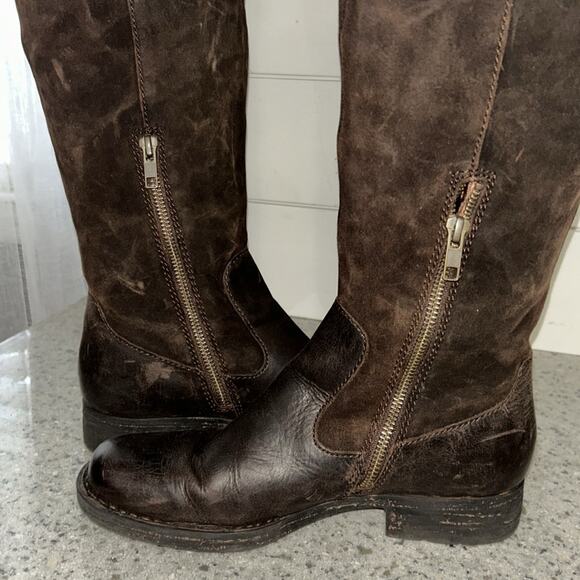 BORN Laguna Tall Leather Knee High Riding Boots w/ Drawstring Dark Brown Size 7 - Picture 5 of 9